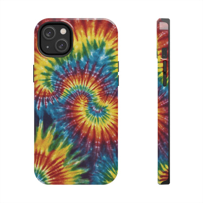 Retro Tie-Dye Swirl iPhone Case – Rainbow Spiral Design