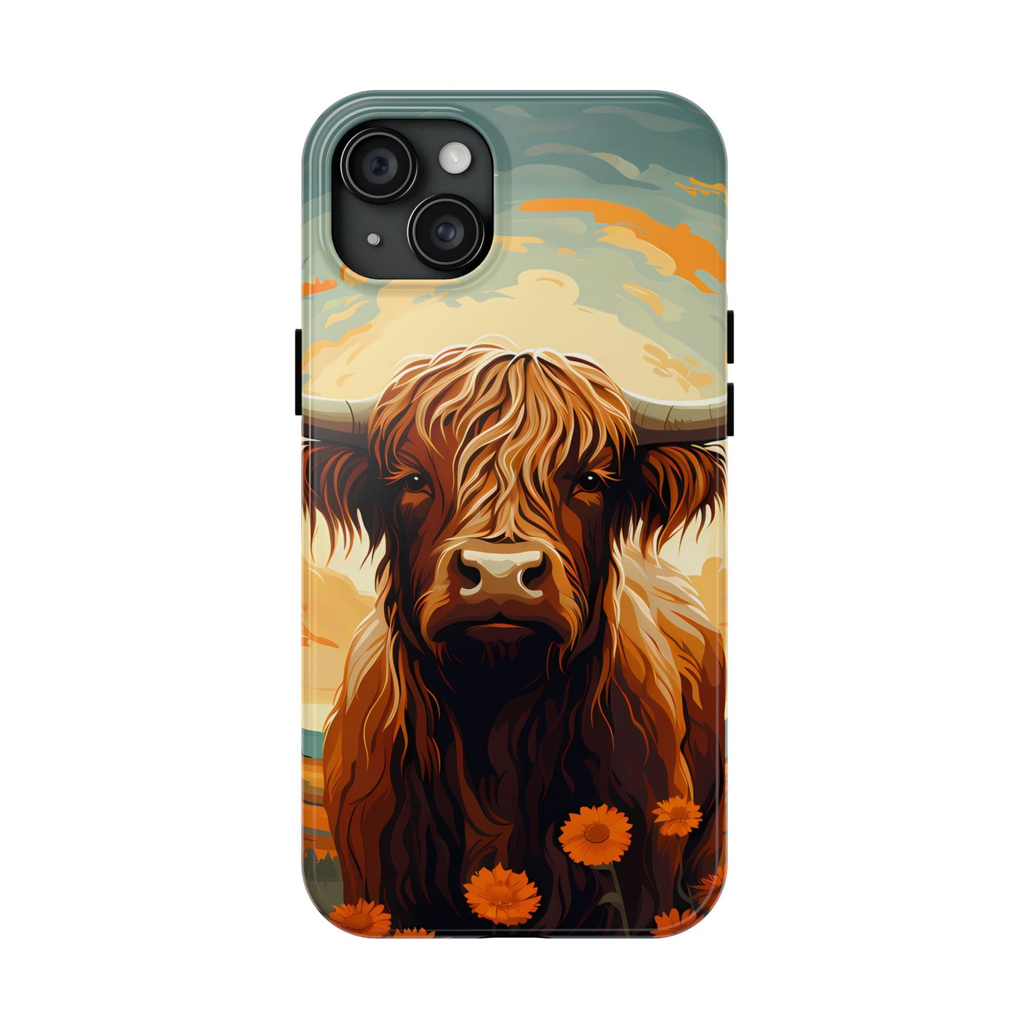 Highland Cow Case | Rustic Farmhouse Floral Design