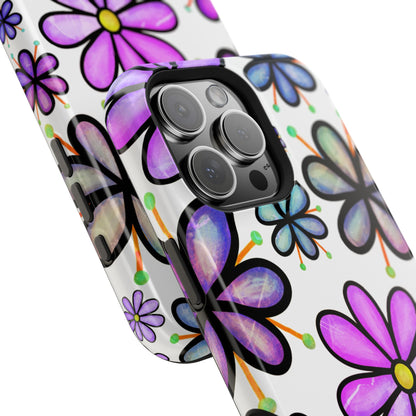 Whimsical Lavender Floral MagSafe iPhone Case – Ultra-Slim, High-Gloss Finish