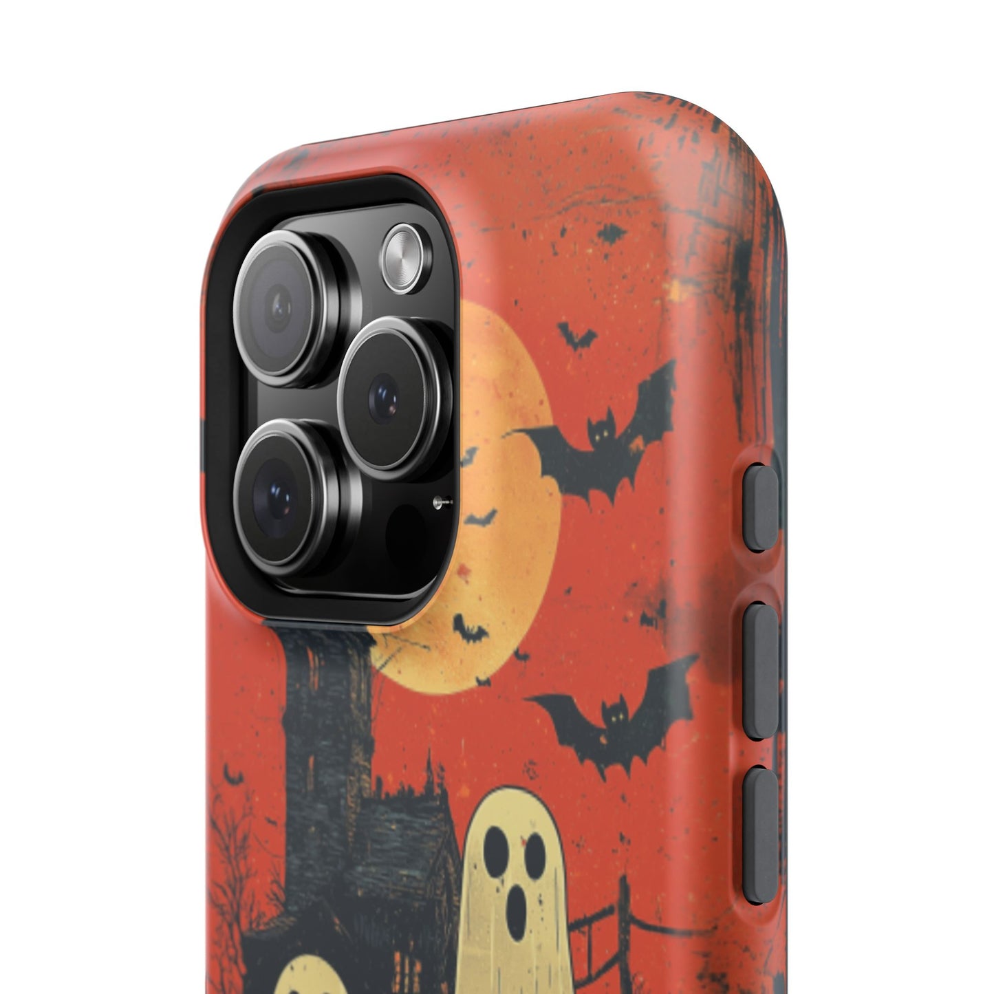 Haunted House & Ghosts MagSafe iPhone Case – Spooky Halloween Full Moon Design