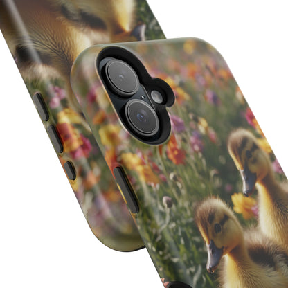 Charming Ducklings in Floral Garden - MagSafe iPhone Case