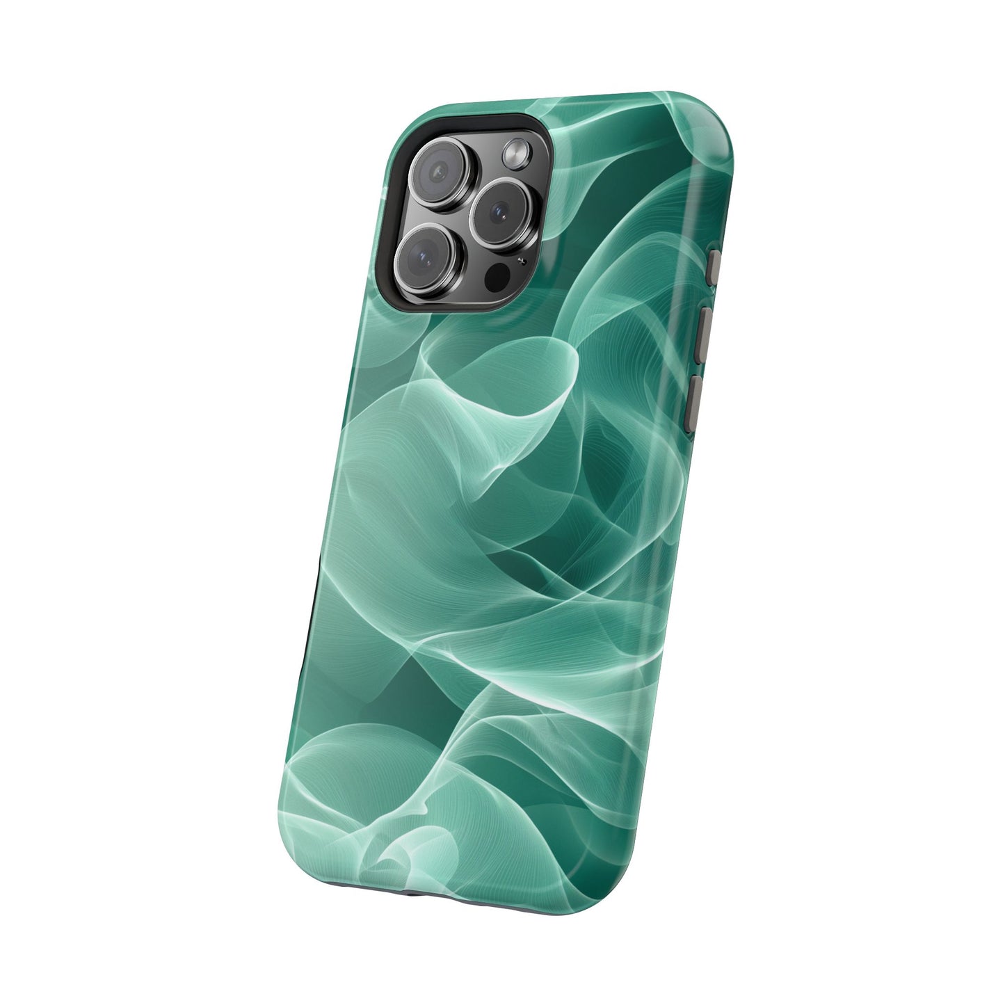 Emerald Flow MagSafe iPhone Case – Translucent Green Fabric-Inspired Design