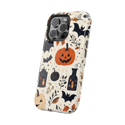 Charming Halloween MagSafe iPhone Case – Pumpkin, Bats, and Spooky Lantern Design