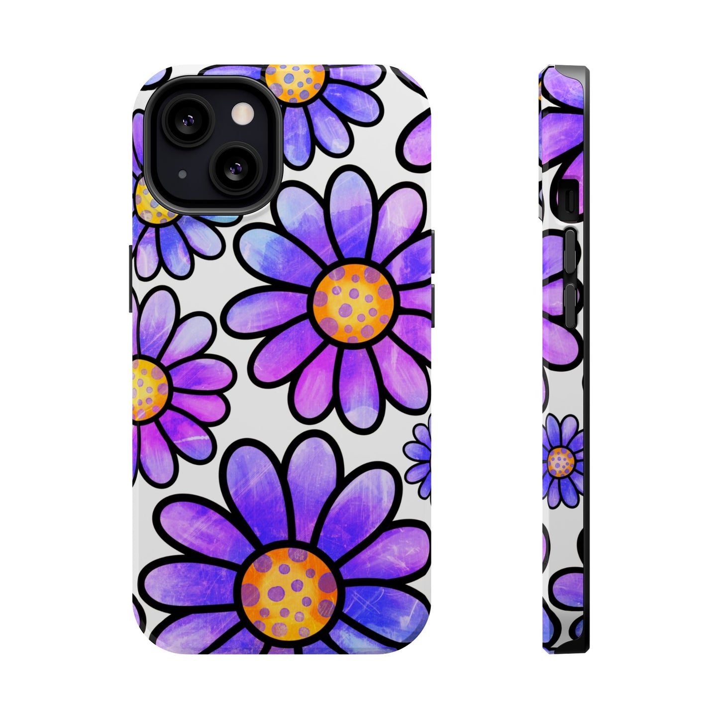 Purple Daisy Delight MagSafe iPhone Case – Slim Profile, Glossy Finish