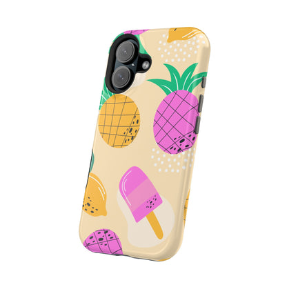 Tropical Pop MagSafe iPhone Case – Fun Pineapple & Lemon Design with Vibrant Summery Colors