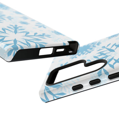 Frosty Blue Snowflakes Samsung Galaxy Case – Shockproof, Smooth Matte Finish, Dual-Layer Design