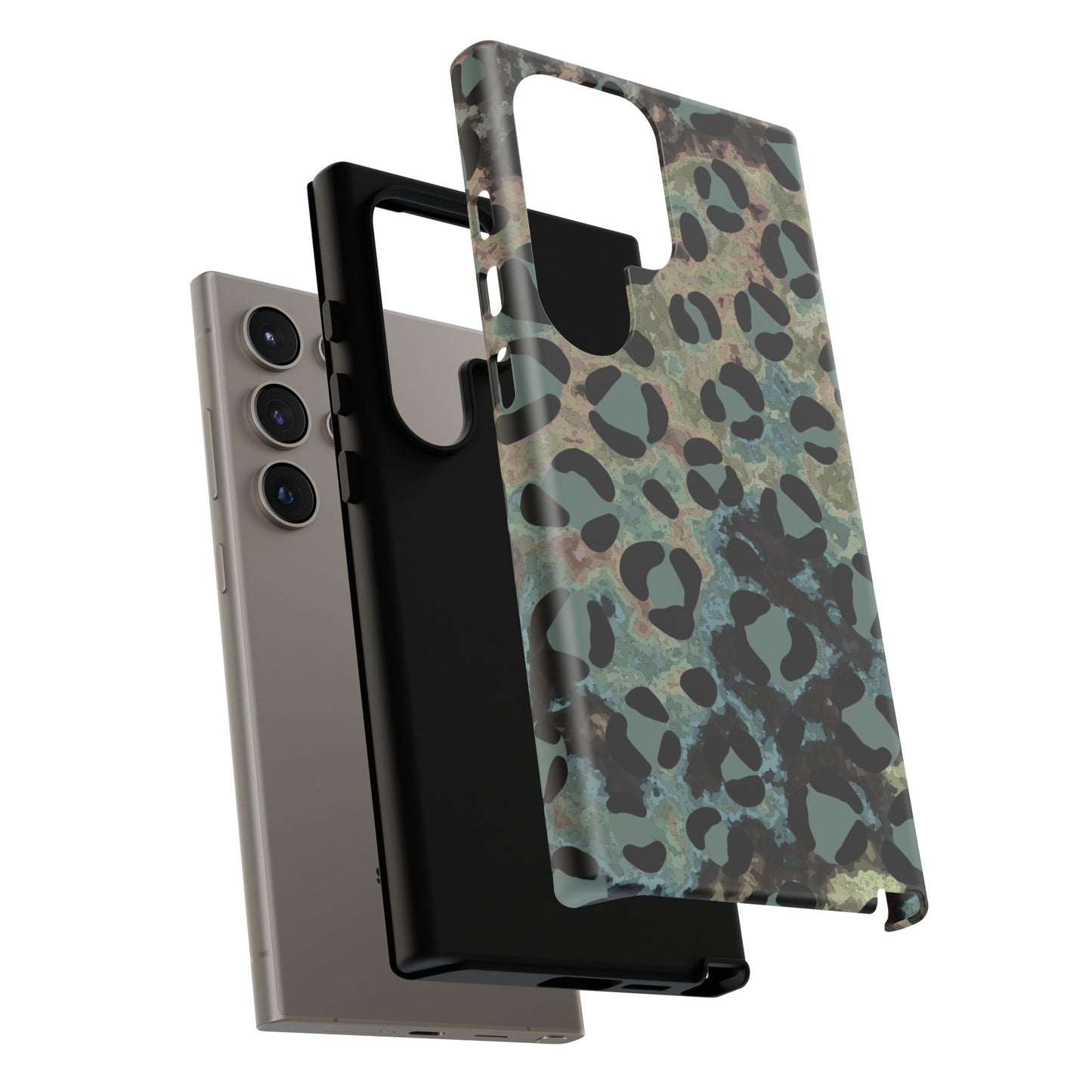 Moody Watercolor Leopard Print Tough Samsung Galaxy Case – Earthy Abstract Pattern with Dual-Layer Protection