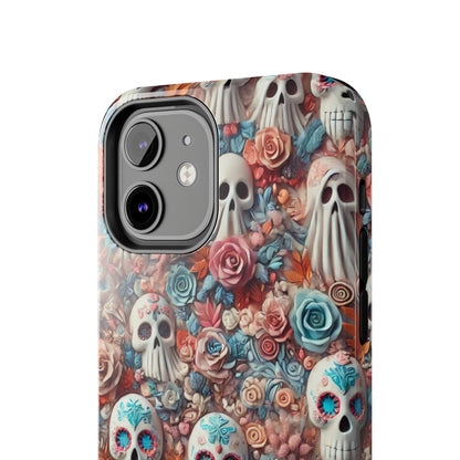 Day of the Dead Floral Skull iPhone Case - Colorful Protective Cover - Halloween Spooky Autumn Case