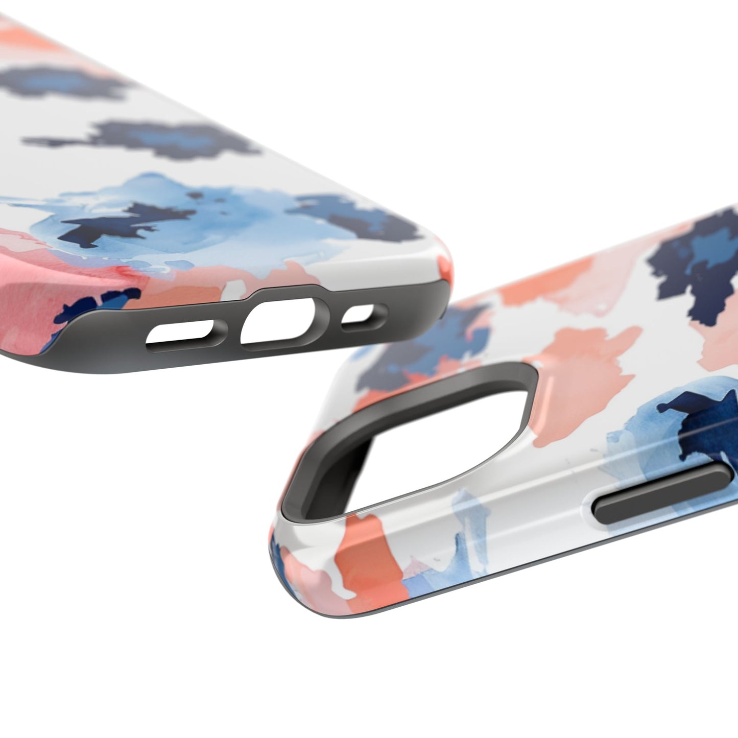 Abstract Coral & Navy Watercolor Design – MagSafe iPhone Case