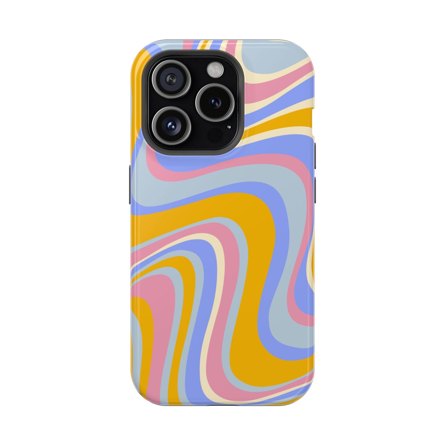 Groovy Pastel Waves MagSafe iPhone Case – 70s-Inspired Design with Dual-Layer Protection