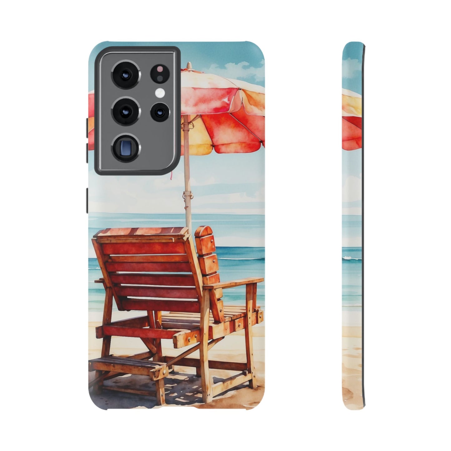 Beachfront Sunset Lounge Samsung Galaxy Case – Vibrant Watercolor Design