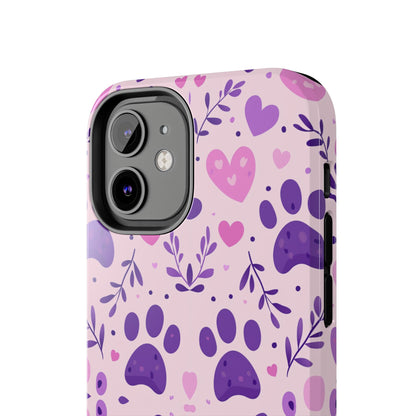 Pastel Paw Print iPhone Case - Cute Pet-Themed Floral Protective Cover