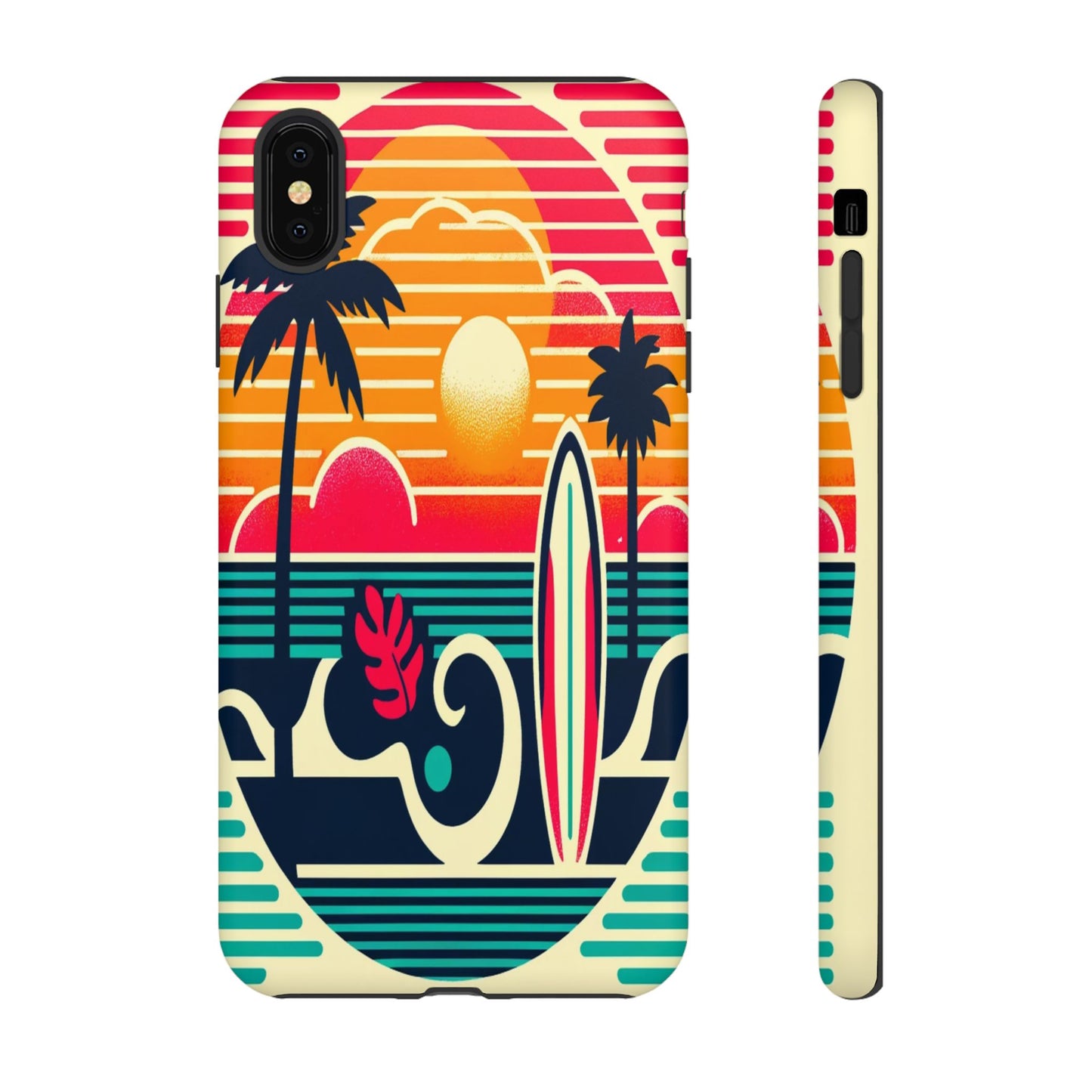 Retro Beach Vibes iPhone Case - Sunset Surfing Protective Cover