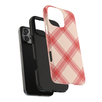 Soft Peachy Red Plaid iPhone Case