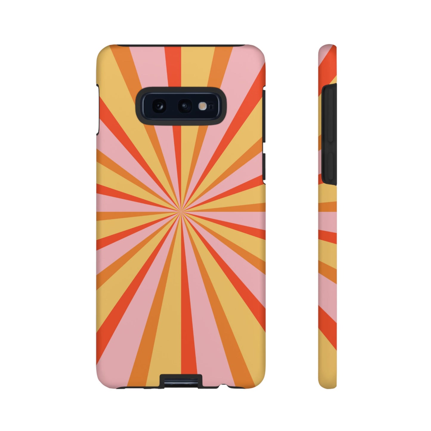 Bold Retro Sunburst Samsung Galaxy Case – Vibrant 70s-Inspired Rays in Orange, Pink, and Yellow