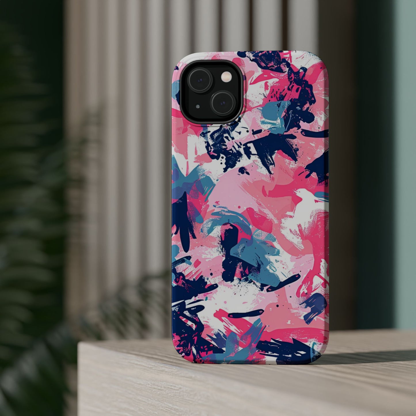 Vibrant Pink & Navy Abstract Splash – MagSafe iPhone Case