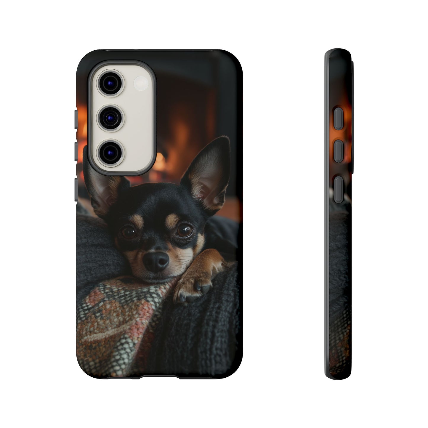 Cozy Chihuahua Fireplace Samsung Galaxy Case – Warm and Protective Design