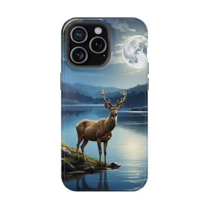 Moonlit Elegance: Stag by the Lake – MagSafe iPhone Case