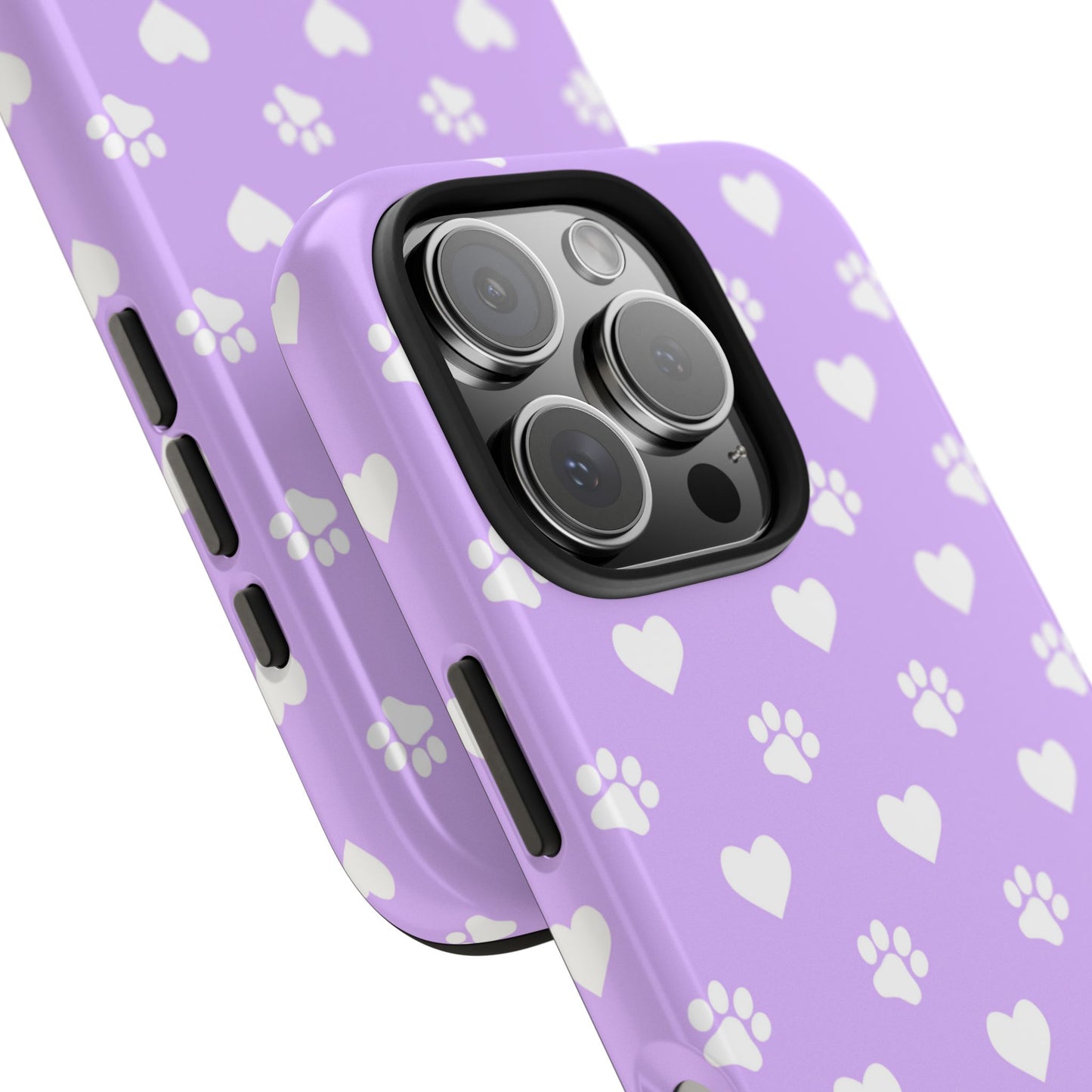 Lilac Paw Prints & Hearts – iPhone Case