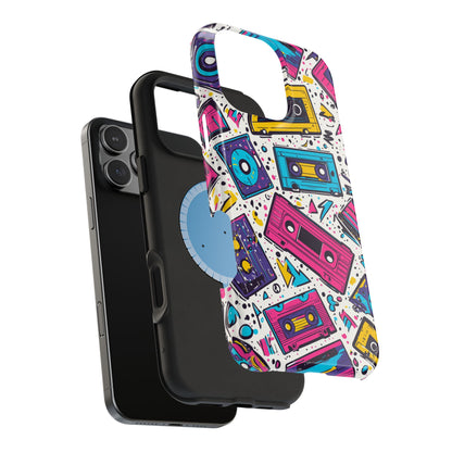 Retro Cassette Vibes Tough MagSafe iPhone Case – Bold 80s Tape Design, Shockproof Protection