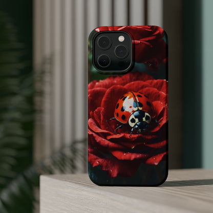 Elegant Rose & Ladybug Charm - MagSafe iPhone Case