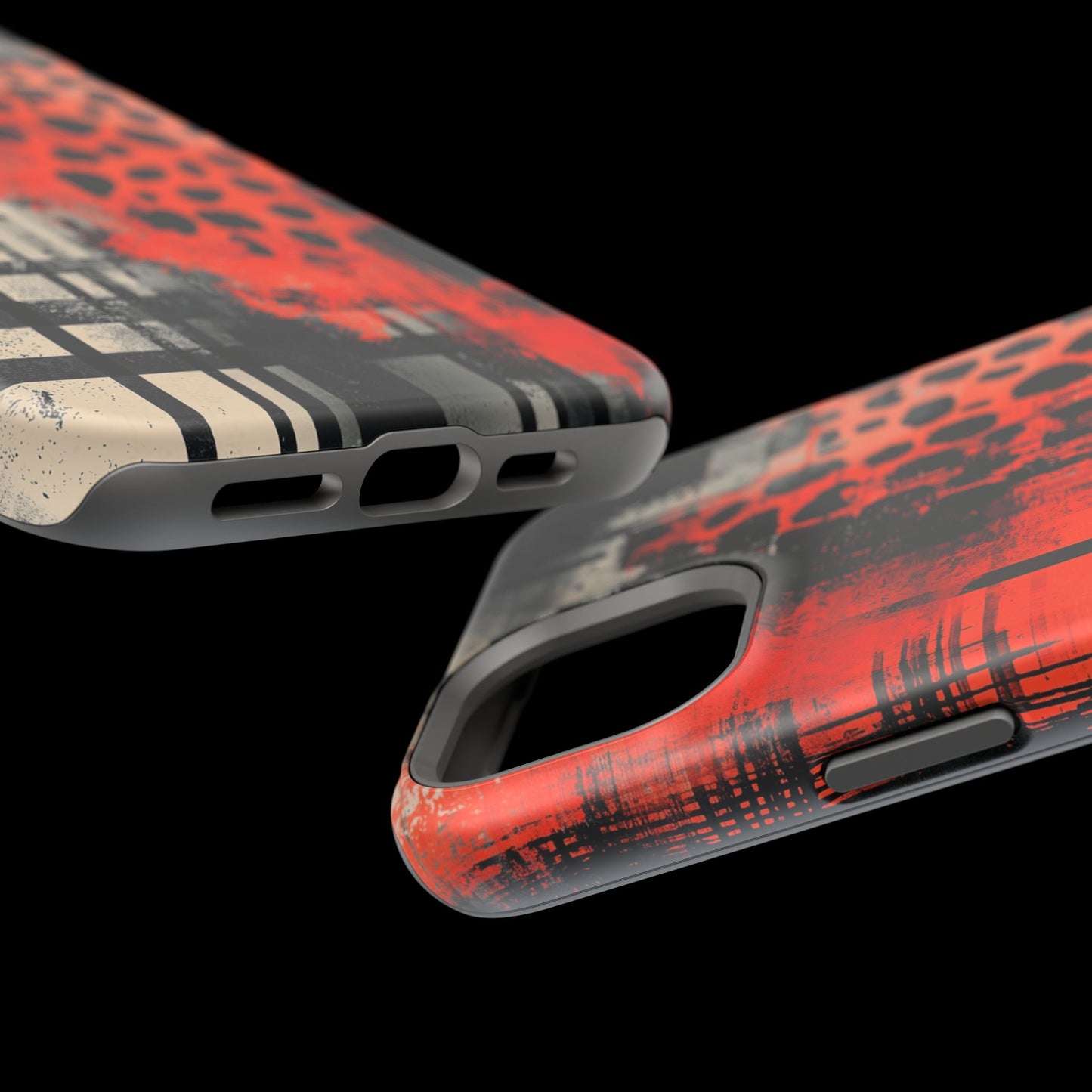 MagSafe iPhone Case: Cheetah Plaid – Red & Black Pattern