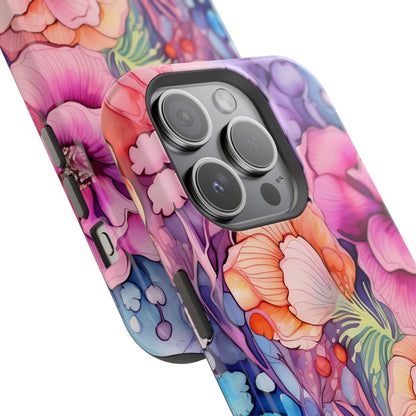 Bright Watercolor Floral Splash MagSafe iPhone Series Case – Bold Artistic Design