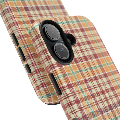 Retro Chic Plaid iPhone Case in Red, Orange, Green & Cream – Classic Vintage Style