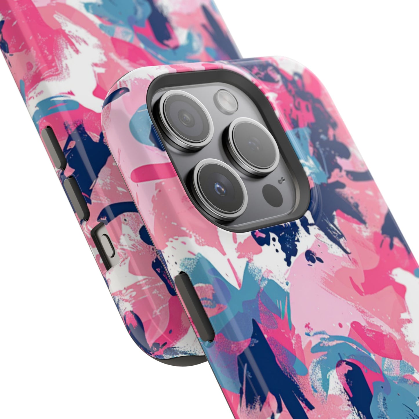 Vibrant Pink & Navy Abstract Splash – MagSafe iPhone Case