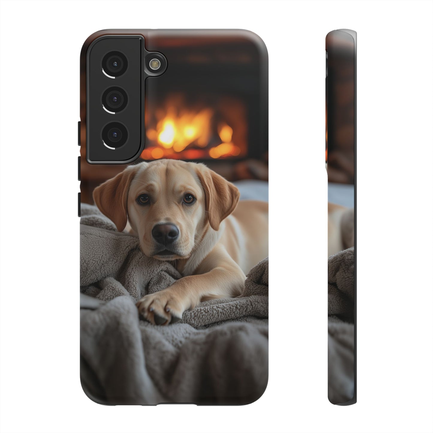 Cozy Golden Retriever by the Fireplace - Samsung Galaxy Case