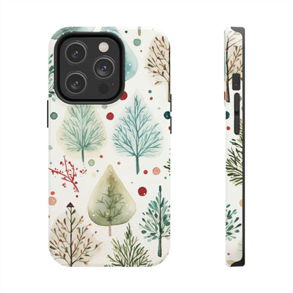 Watercolor Winter Trees iPhone Case – Nature-Inspired, Holiday Theme Protective Cover