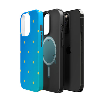 Blue Ocean Gradient Polka Dots MagSafe iPhone Case – Shockproof, Smooth Matte Finish, Dual-Layer Design