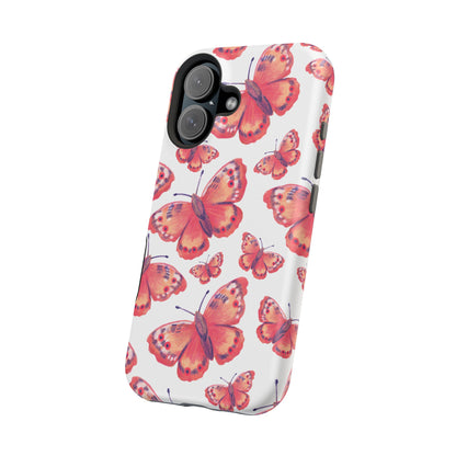 Coral Butterfly MagSafe iPhone Case – Slim, Protective Design with Bold Watercolor Print