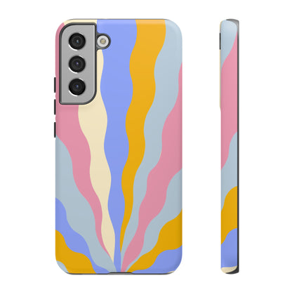 Pastel Radiance Samsung Galaxy Case – 70s-Inspired Dual-Layer Design with Wavy Sunburst Pattern