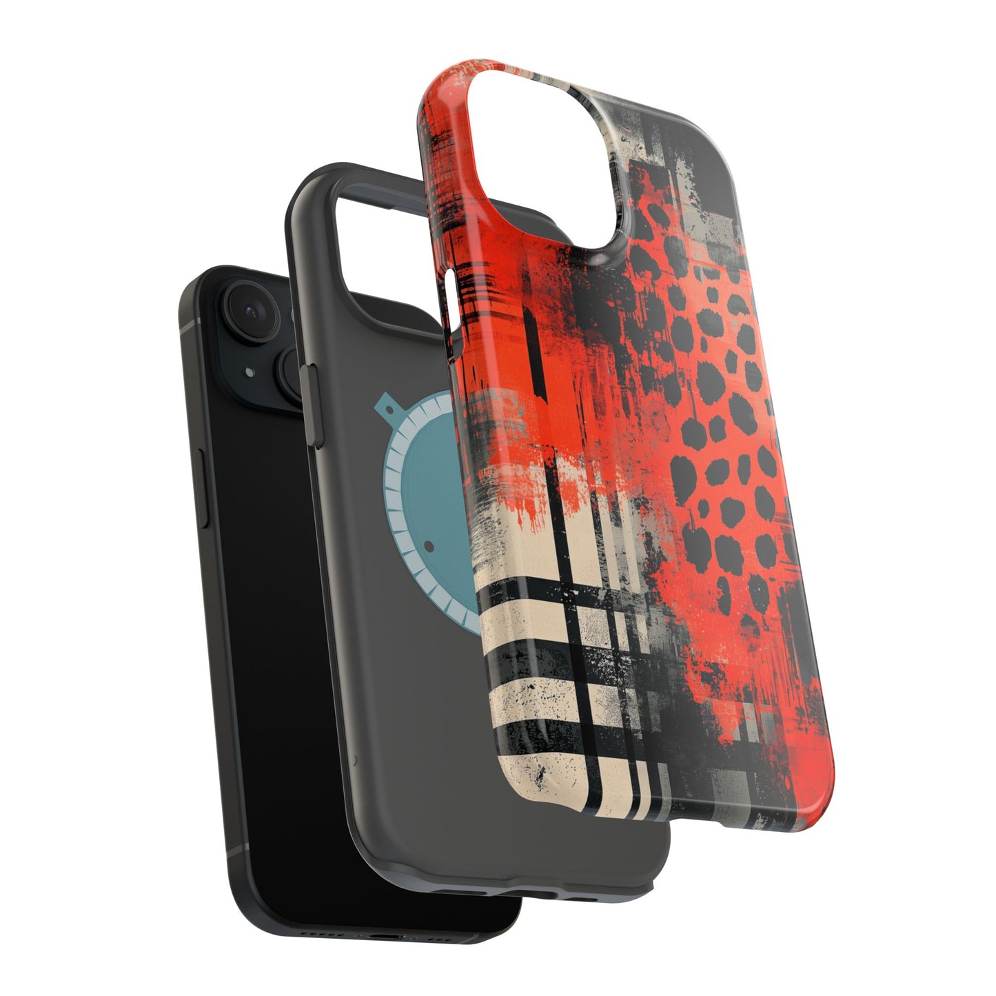 MagSafe iPhone Case: Cheetah Plaid – Red & Black Pattern