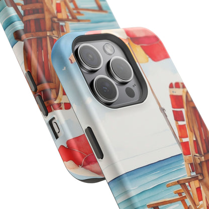 Beach Bliss MagSafe iPhone Series Case – Relaxing Seaside Chair and Umbrella Design