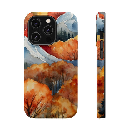 Autumn Mountain Forest Watercolor - MagSafe iPhone Case