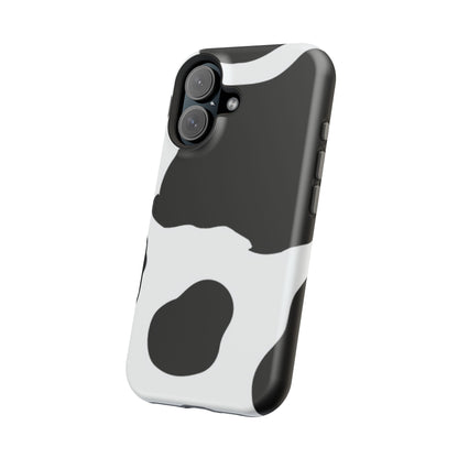 Bold Black and White Cow Print Tough MagSafe iPhone Case – Modern Animal Pattern with Dual-Layer Protection