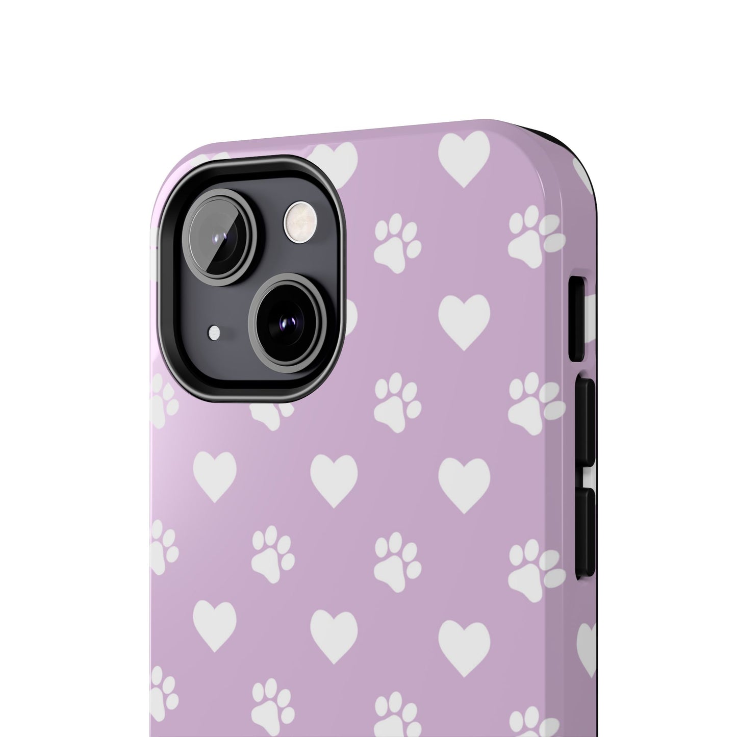 Purple Hearts & Paw Prints - Cute Pet Lover iPhone Case