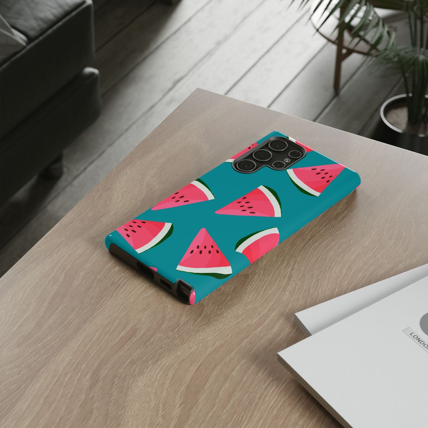 Watermelon Bliss Samsung Galaxy Case – Vibrant Summer Fruit Design on Teal Background