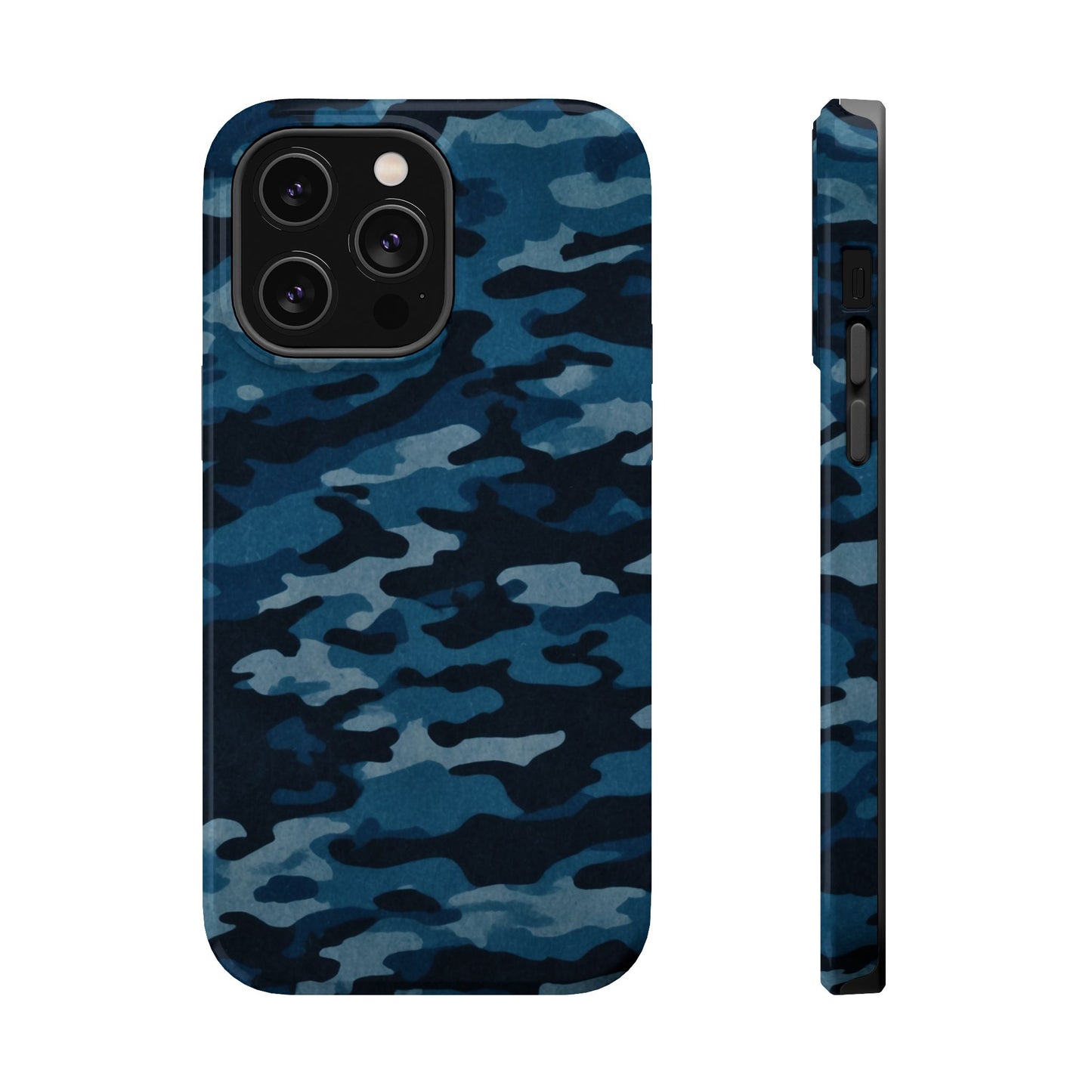 Dark Blue Camouflage – MagSafe iPhone Case with Modern Rugged Style