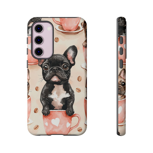 French Bulldog in Coffee Cup Samsung Galaxy Case – Cute Dog Art, Shockproof & Slim Design - BOGO Cases