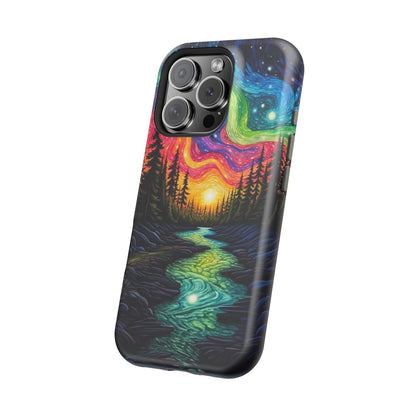 Celestial Nightscape MagSafe iPhone Case – Vibrant River and Starry Sky Design