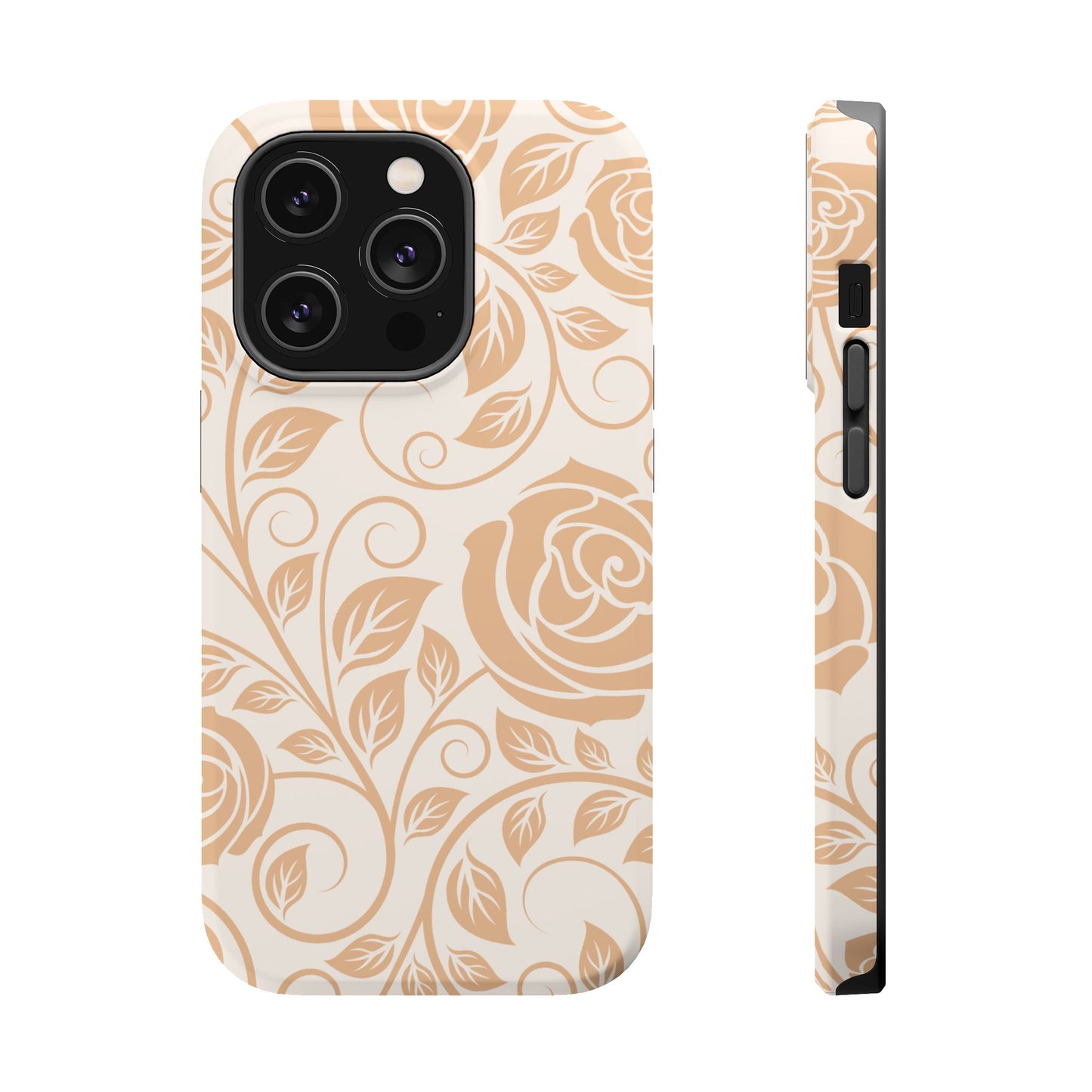 Vintage Rose Vine Tough MagSafe iPhone Case – Elegant Floral Pattern with Dual-Layer Protection