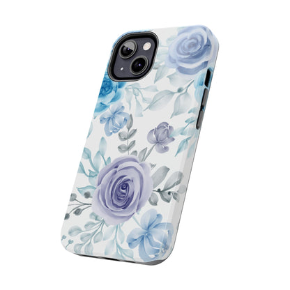 Elegant Blue & Violet Roses iPhone Case – Luxurious Floral Design for Chic Device Protection