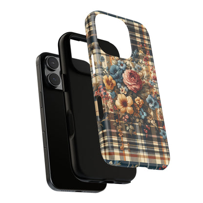 Vintage Floral Checkered Phone Case