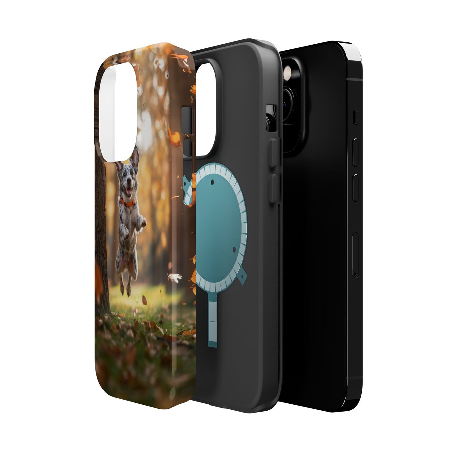 Energetic Blue Heeler Forest Pup MagSafe iPhone Case – Durable Outdoor-Inspired Design