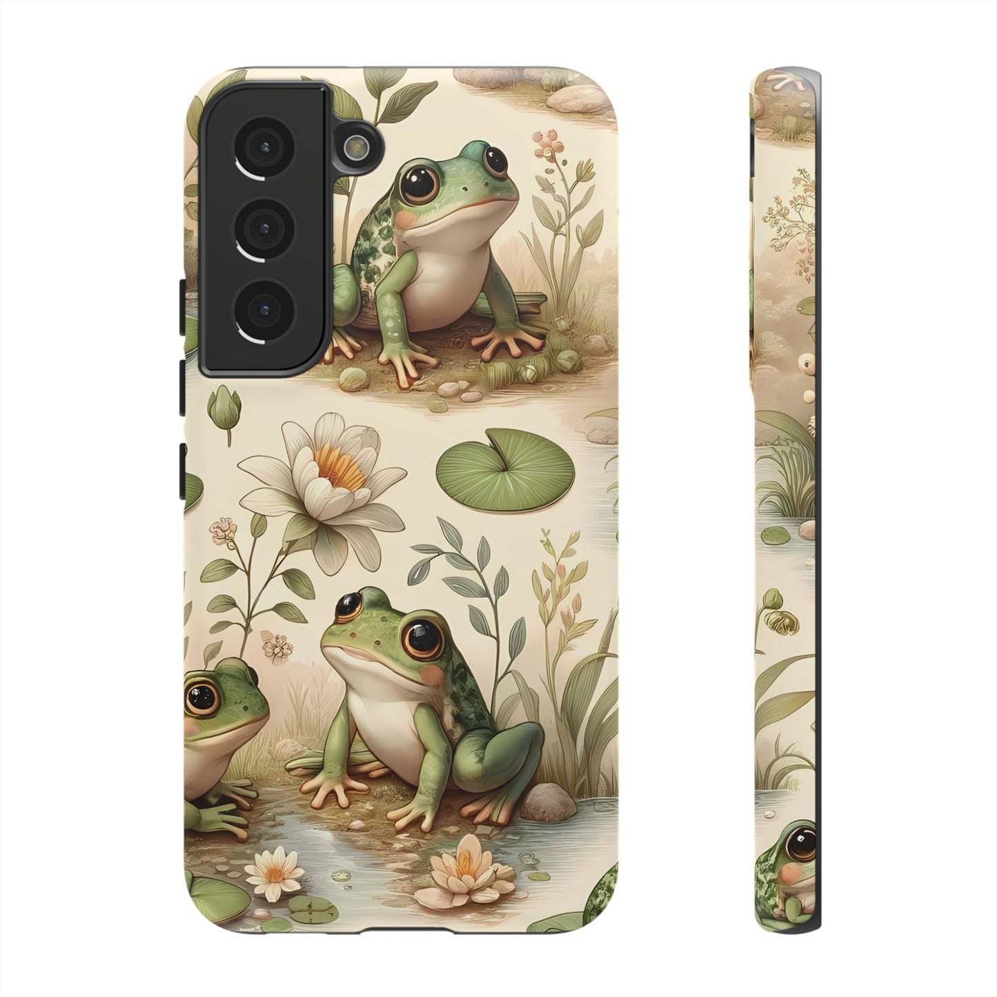 Cute Frogs Phone Case - Pond Pals Frolic - Charming Frog Lily Pad Phone Case for iPhone, Google & Samsung! Great Gift For Any Frog Lover!