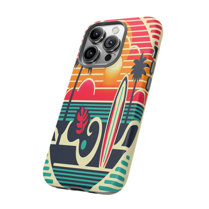 Retro Beach Vibes iPhone Case - Sunset Surfing Protective Cover