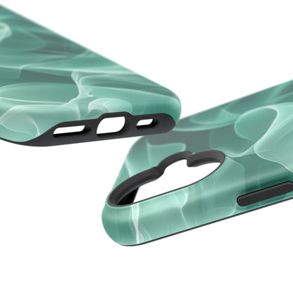 Emerald Flow MagSafe iPhone Case – Translucent Green Fabric-Inspired Design